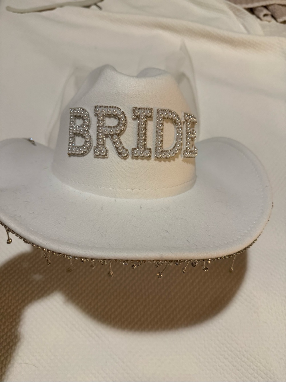Show Me Your MuMu White Crystal 'BRIDE' Cowboy Hat